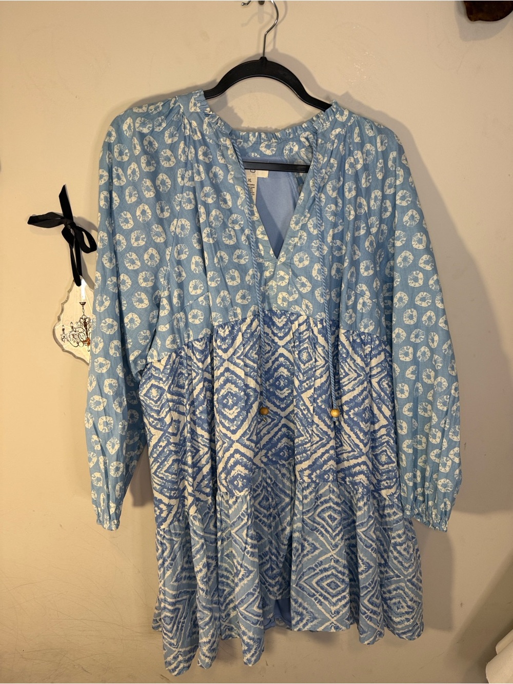 Jessica Simpson Blue Printed Tiered Women's Dress sz xl